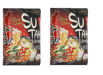 Samyang Chewy Chewy Sutah Raman Veggie Noodles 140gm*Pack2 (Pack of 2) (Imported)