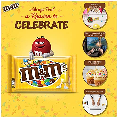 M & M Mars Peanut Milk Chocolate, 1.59 oz / 45 g, 6 Pack - "Peanut Pleasure!"