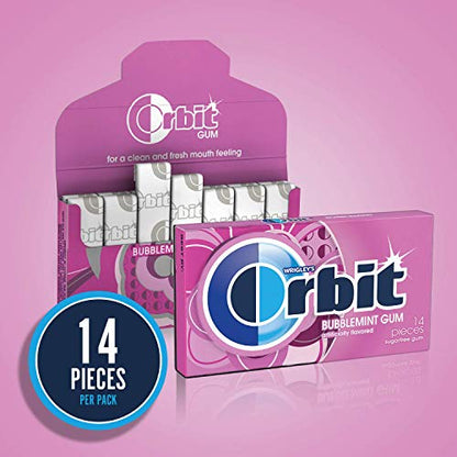 ORBIT Bubble Mint Sugar Free Chewing Gum, 14 Pieces - "Bubble mint freshness!"