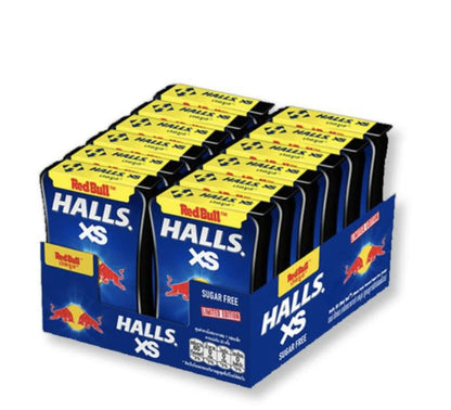 Halls XS Flavored Sugar Free Candy 13.8g Each - Pack of 12 (Red Bull) - Get the taste of Red Bull in a sugar-free candy.