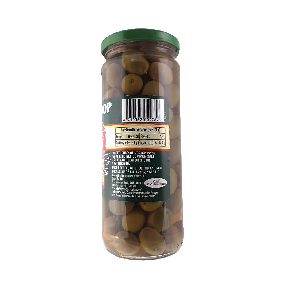 Olicoop Green Whole Olives 450g + Black Whole Olives 450g, Pack of 1 Each, Produced in Spain - "Spanish olives duo!"