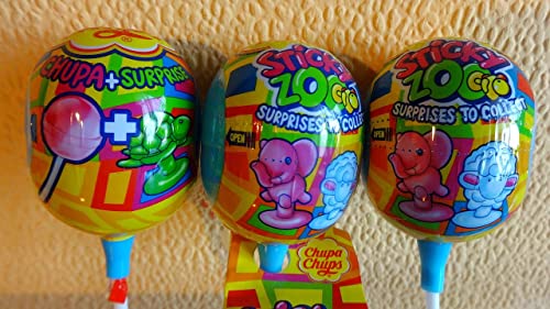 Chupa Chups Jungle Zoo Chupa + Surprise Animals Lollipops 16 Units 192g - Jungle zoo lollipops