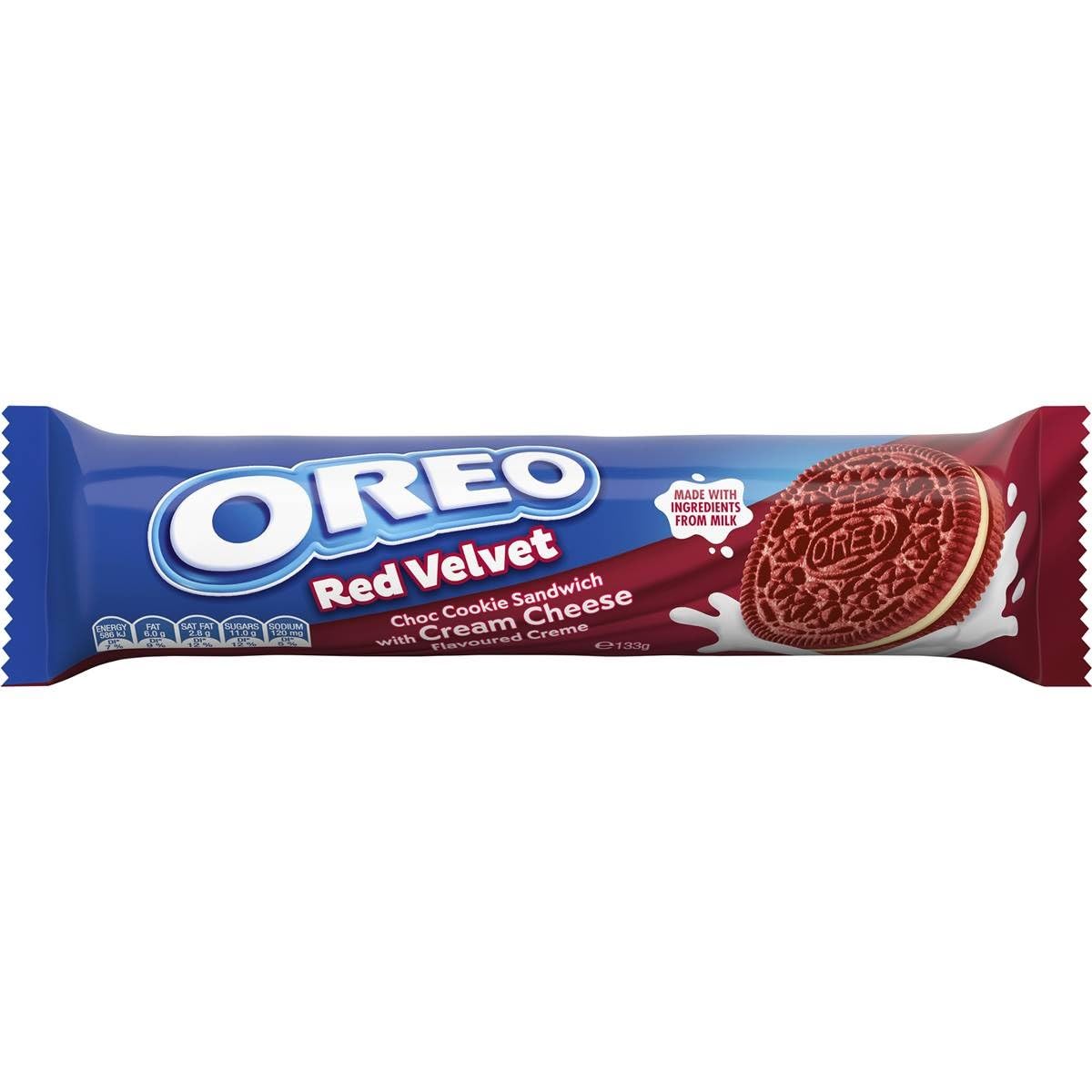 Oreo Red Velvet 133g - Decadent Biscuits Infused with Rich Red Velvet Flavor, Creamy Filling, Perfect Dessert Delight - "Red velvet indulgence!"