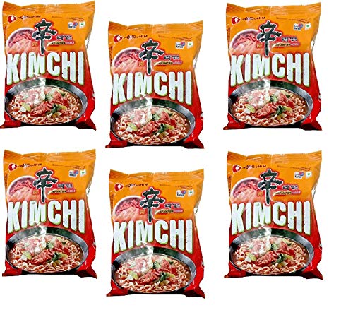 Nongshim Shin Ramyun Kimchi Instant Noodles 120Gm*6Pack (Imported), Vegetarian, 120 grams - "Nongshim Shin Ramyun Kimchi - 6 Pack, 120g Each of Spicy Veggie Kimchi Noodles!"