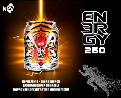 NVP Energy Drink 250ml, Pack of 12 Cans X 250ml Each (Imported) - "Fuel for the long haul!"