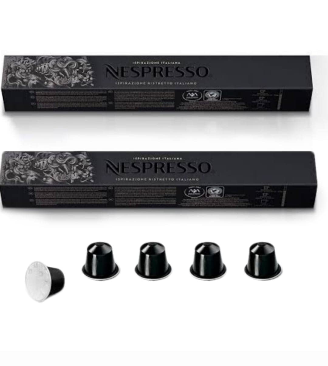 Nespresso Ristretto 20 Counts Roasted Ground Coffee Capsules, 57g Stick (Pack of 2) - "Ristretto Roasted Capsules - 20 Counts of Bold Ground Coffee!"