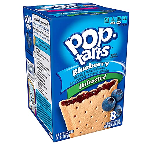 Pop Tarts Unfrosted Blueberry Pack of 4 Pouch, 4 x 416 g - "Four-pack of unfrosted blueberry!"