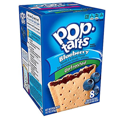 Pop Tarts Unfrosted Blueberry Pack of 4 Pouch, 4 x 416 g - "Four-pack of unfrosted blueberry!"