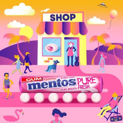 Mentos Sugarfree Pure Fresh, Bubble Fresh, 24 x 15.5 g - "Bubble Freshness!"