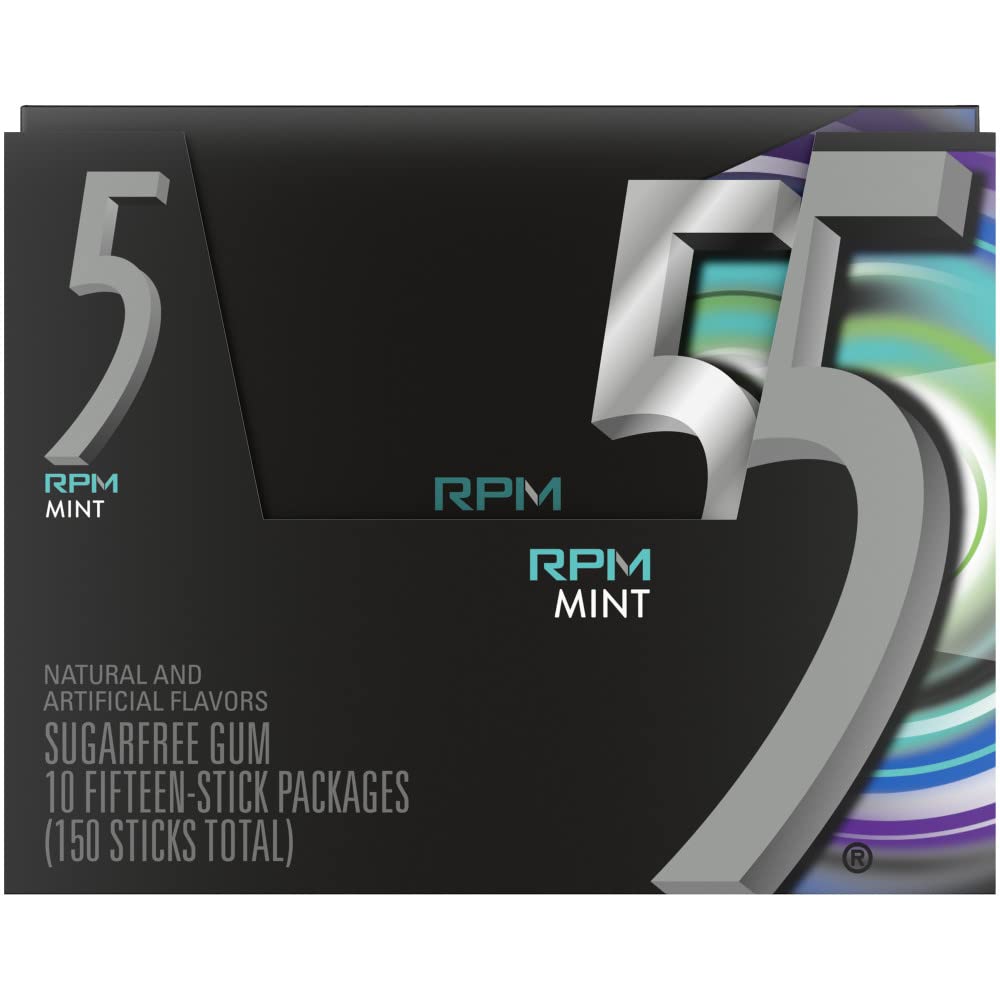 Five Focus Sugar Free Gum Spearmint 15 Piece Pack (Pack of 10) RPM Mint/15 Count (Pack of 10) - RPM mint focus!