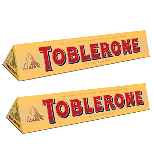 Toblerone Milk Chocolate With Honey And Almond Nougat Pack Of 2, X 100 G,200 Grams