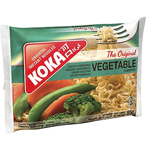 KOKA Oriental Instant Noodles The Original Vegetable Flavour (Pack of 9) with Flavouring Oil "(HALAL Certified)" - "Savory Vegetarian Delight!"