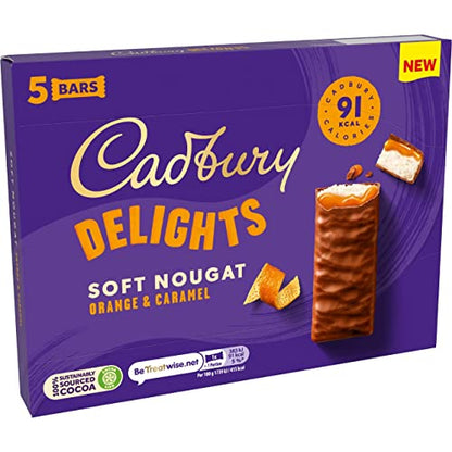 Cadbury Delights Soft Nougat Orange & Caramel Flavour (5 Bars) 110g - Orange caramel nougat