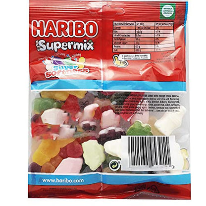 HARIBO Supermix Fruit and Milk Flavour Gummy Candies, 160 gm, Blue & White (105065943) - Blue and white gummy candies with fruit and milk flavors.