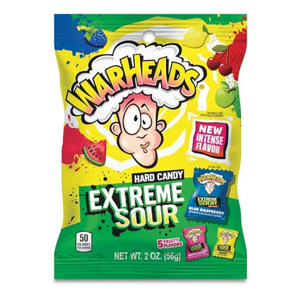 Warheads Extreme Sour Candy Pouch - Green Apple, Black Cherry, Blue Raspberry, Lemon & Watermelon - 56g Pack