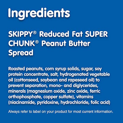 Skippy Peanut Butter, Reduced Fat Super Chunk, 16.3-Ounce Jars (Pack of 6)