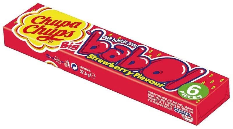 Chupa Chups Big Babol Strawberry Chewing Gum 27g - Strawberry bubble gum