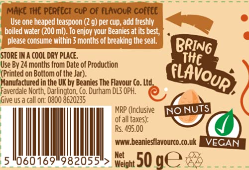 Beanies | Instant Flavoured Coffee | Cinnamon Hazelnut | Low Calorie, Sugar Free | 50 g | Pack of 1 - Cinnamon nutty goodness