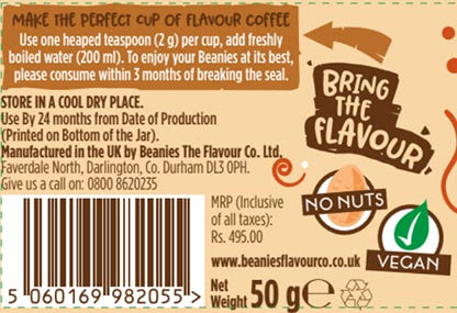 Beanies | Instant Flavoured Coffee | Cinnamon Hazelnut | Low Calorie, Sugar Free | 50 g | Pack of 1 - Cinnamon nutty goodness