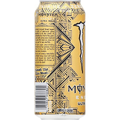 Monster Energy Ultra Gold zero sugar 500ml (pack of 6 cans) - "Gold Rush Zero!"