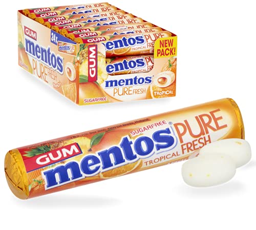 Mentos Sugarfree Pure Fresh, Tropical Fresh, 24 x 15.5 g - "Tropical Fresh Bliss!"