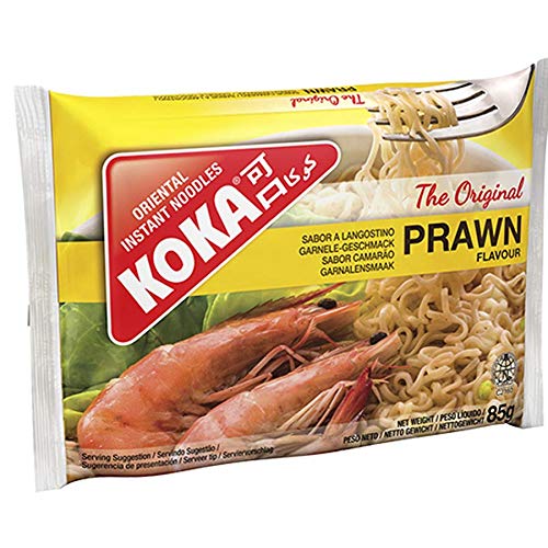 KOKA Oriental Instant Noodles Prawn Flavour- Pack Of 9 "(Halal Certified)" - No Artificial Colours, 890 Gm - Indulge in the delicious taste of prawns!