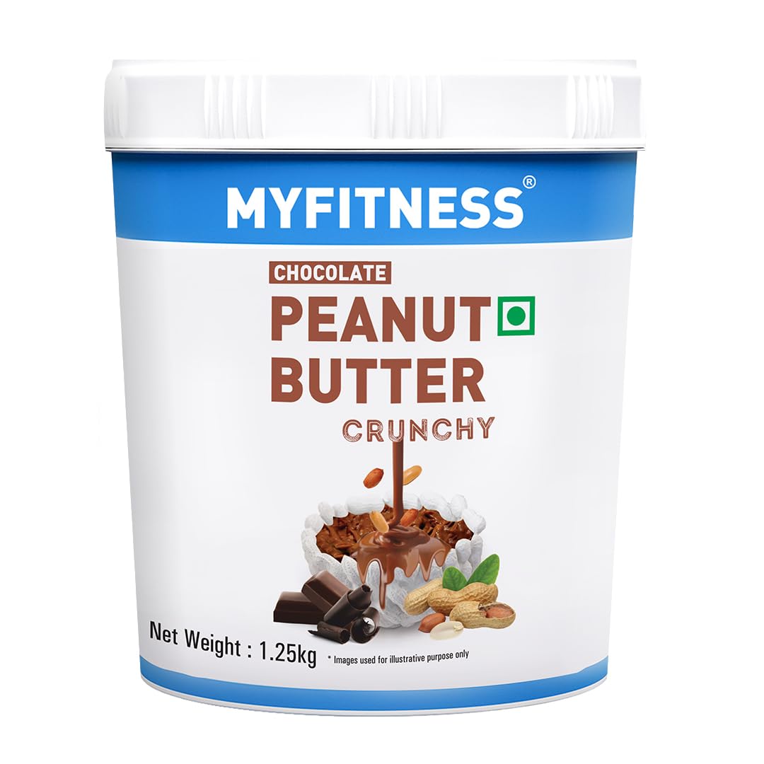 MYFITNESS Chocolate Peanut Butter Crunchy 1250g | 26g Protein | Unsweetened Belgian Dark Chocolate | Vegan | Cholesterol Free, Gluten Free | No Hydrogenated Oil | Zero Trans-Fat