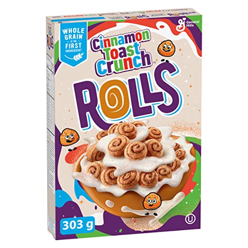 General Mills Cinnamon Toast Crunch Rolls Cereal, 303g - Savor the rich and cinnamon-spiced flavor of Cinnamon Toast Crunch Rolls