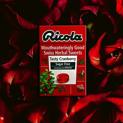 Ricola Tasty Cranberry Swiss Herb Lozenges Sugar Free Candy - 2 Pack, 2 x 45 g - Tasty Cranberry Duo!