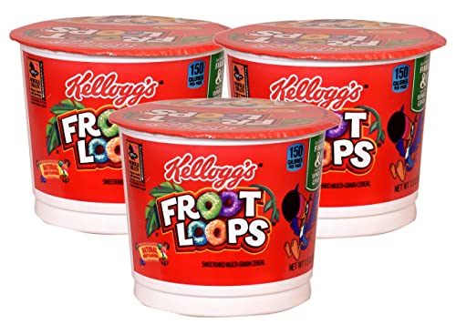 Kellogg's Froot Loops Multi-Grain Breakfast Cereal Cup (Imported), 42g - Pack of 3 - Kickstart your day with Kellogg's Froot Loops Multi-Grain Breakfast Cereal Cup, pack of 3, 42g each.