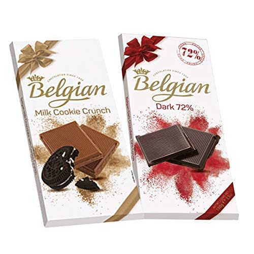 The Belgian Exclusive Diwali Combo Pack of NSA Bar Dark and The Belgian Bar Dark W Himalayan Salt, Ideal for Gifting, Birthday Gift, Original Chocolate, Dark and Milk Chocolate, 200g