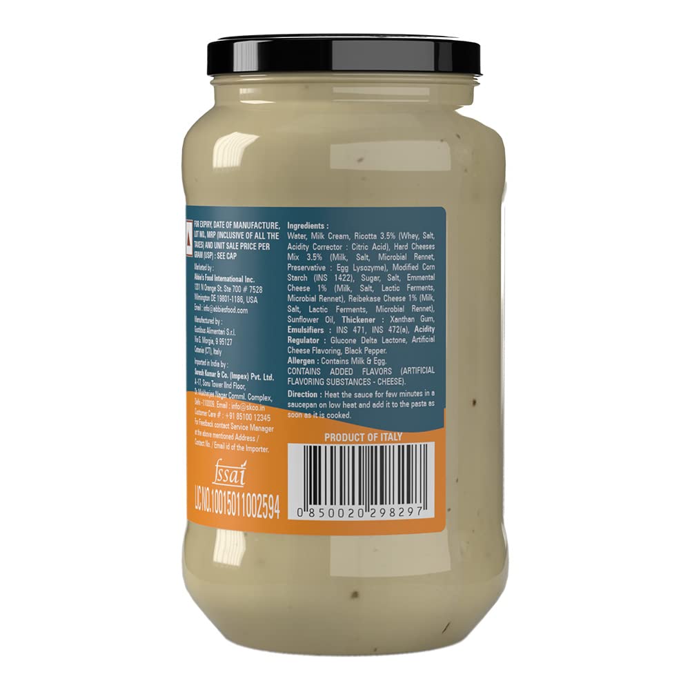 Abbie's Baked White Three Cheese Pasta Sauce, 400g - Creamy, Cheesy Delight!