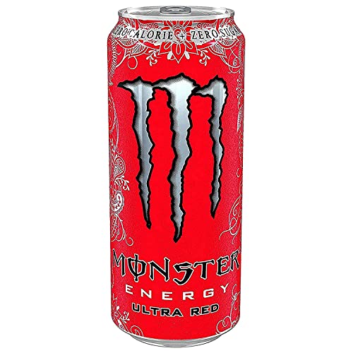 Monster Energy Ultra Red Zero Calorie Energy Drink Pack of 4 Pet Bottle, 4 x 500 ml - "Red Zero Boost!"