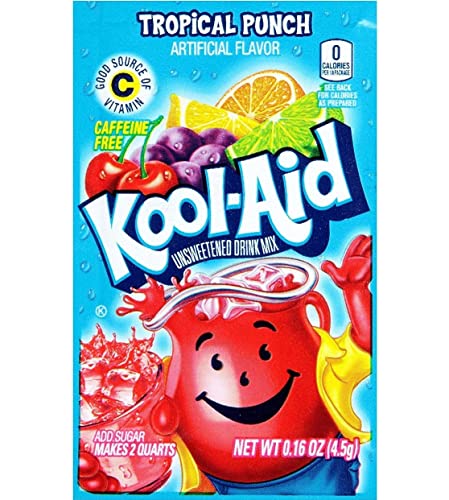 Kool-Aid Zero Sugar Tropical Punch Flavored Drink Mix, 10.5g - "Tropical Punch Anywhere!"