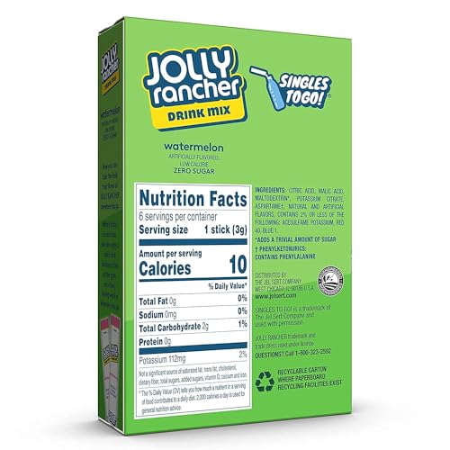 Jolly Rancher Singles To Go Watermelon Drink Mix Sugar Free, 18.8g - Cool and convenient Jolly Rancher Singles To Go Watermelon Drink Mix, sugar-free, 18.8g.