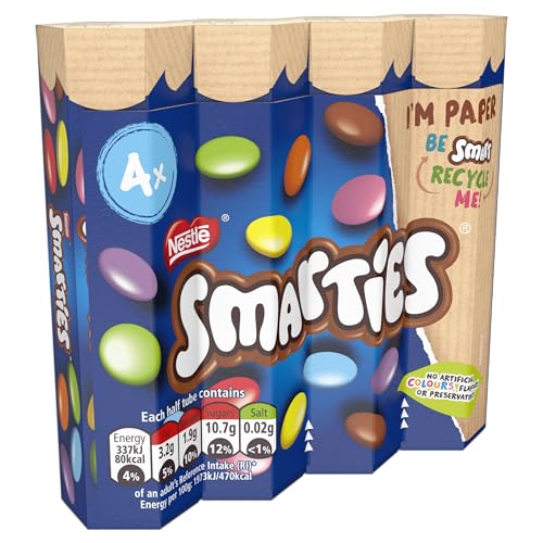 Nestle Smarties 4 Tube Pack Pouch, 152 g - "Smarties 4 Tube Pack - 152g of Colorful Chocolate Candies!"