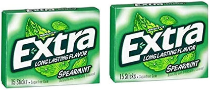 Wrigley's Extra Long Lasting Sugar-Free Chewing Gum Spearmint Flavour - 40g, Pack of 2 - Double the Freshness!