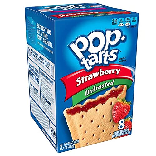 Pop Tarts Unfrosted Strawberry Pack of 4 Pouch, 4 x 416 g - "Four-pack of unfrosted strawberry!"