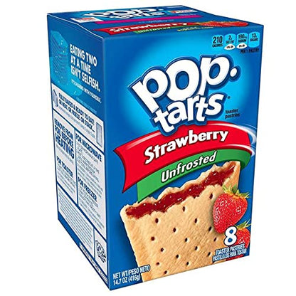 Pop Tarts Unfrosted Strawberry Pack of 4 Pouch, 4 x 416 g - "Four-pack of unfrosted strawberry!"