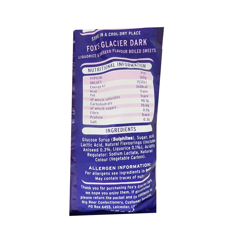 Fox's Glacier Dark Pack of 4 Pouch, 4 x 195 g - Four-pack glacier dark!