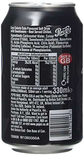 Pepsi Max Sterling Can, 330 ml - "Sterling refreshment!"