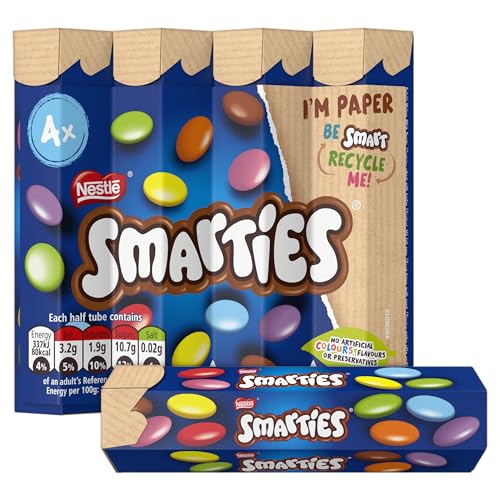 Nestle Smarties 4 Tube Pack Pouch, 152 g - "Smarties 4 Tube Pack - 152g of Colorful Chocolate Candies!"