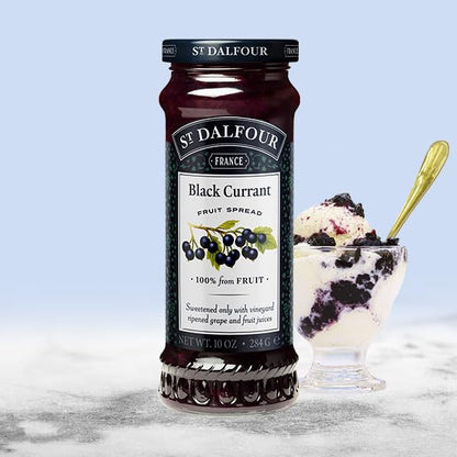 St Dalfour Black Currant Fruit Spread 284 g | No Added Sugar | 100% from Fruit | No Added Preservatives, Colours, Flavors or Sweeteners | No Corn Syrup | Traditional French Recipe