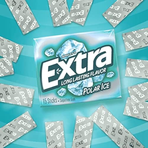 Extra Sugar-Free Chewing Gum 15-Sticks Each - Box of 10 (150 Sticks Total) (Polar Ice) - Polar ice cool!