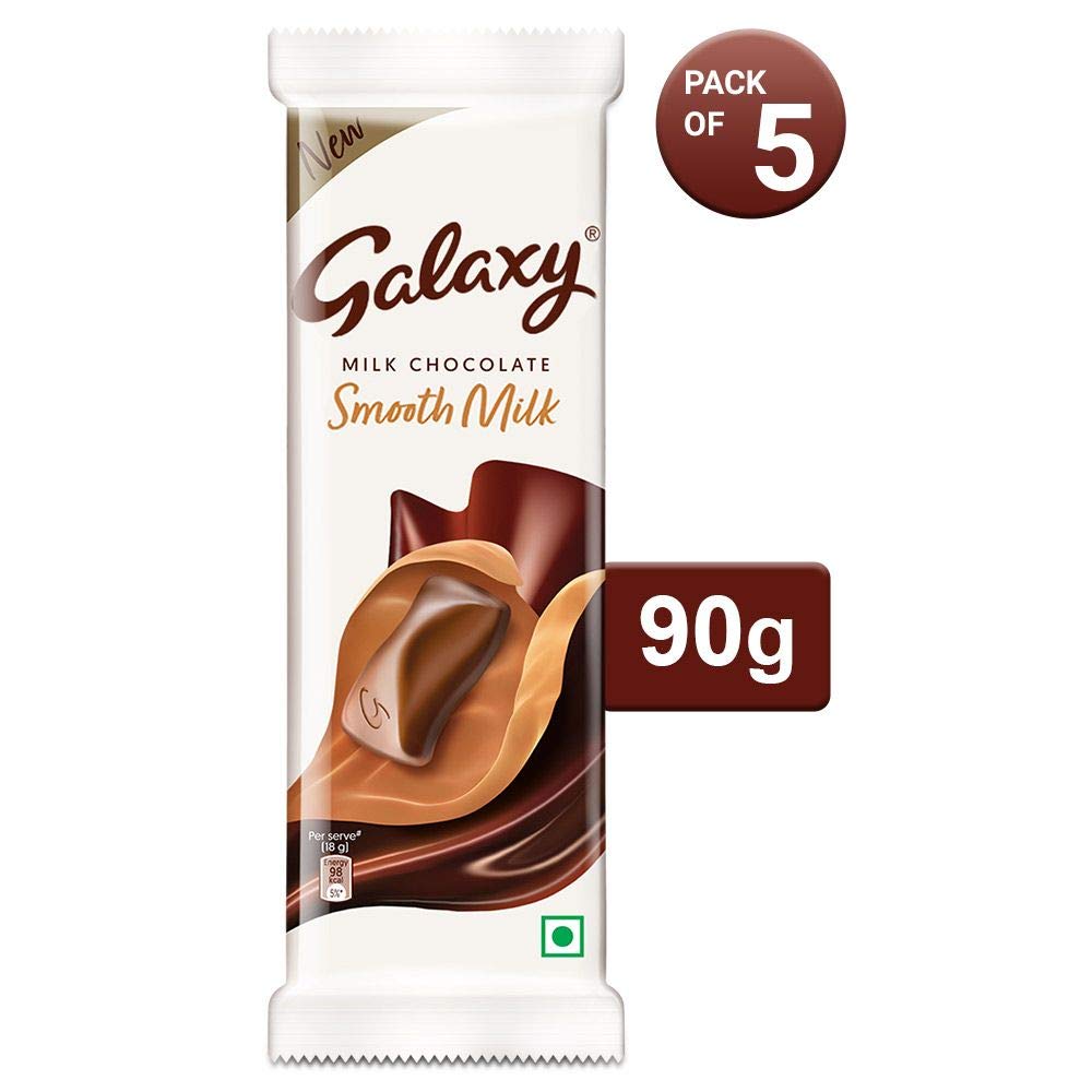 Galaxy Smooth Milk Chocolates - 110g Bar (Pack of 5) - Five bars of smooth, creamy Galaxy milk chocolate