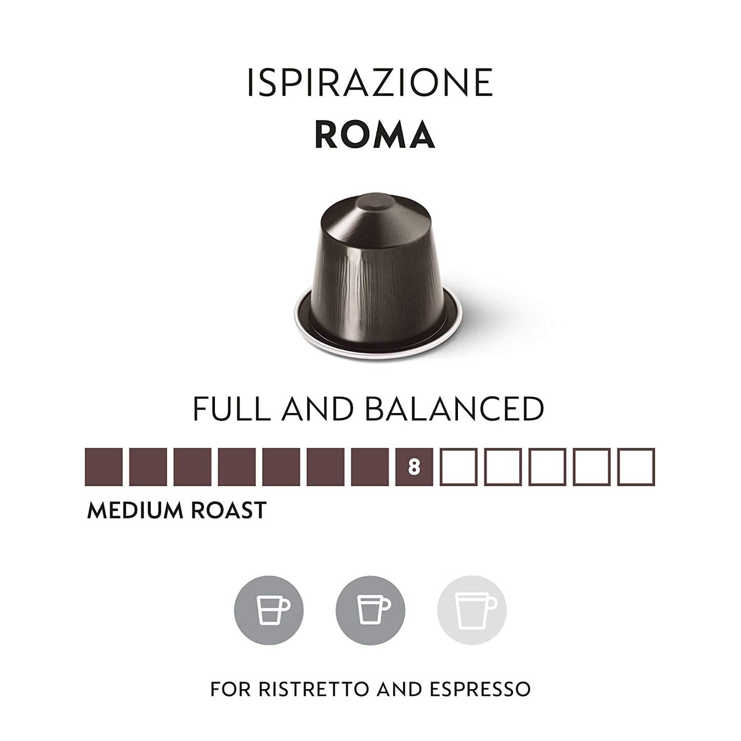 Nespresso Ispirazione Roma Intenso, Original Line Coffee Capsules, Limited Edition, Medium Roast, 50 Count Coffee Pods, Brews 1.35 Oz (5 Sleeve, 50 Pods) Box