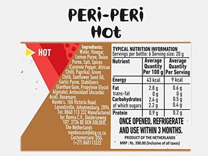 Nando's Peri Peri Chilli Sauce - XX Hot 250g + Hot 250g, Pack of 1 each, Product of Netherlands - "XX Hot & Hot Peri Peri Combo!"