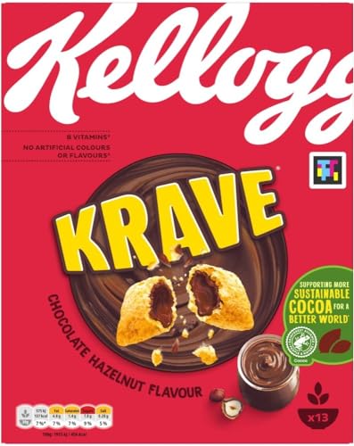 Kellogg's Krave Chocolate Hazelnut Cereal - Irresistible Breakfast Bliss, 410g Pack - Dive into breakfast bliss with Kellogg's Krave Chocolate Hazelnut Cereal, 410g.