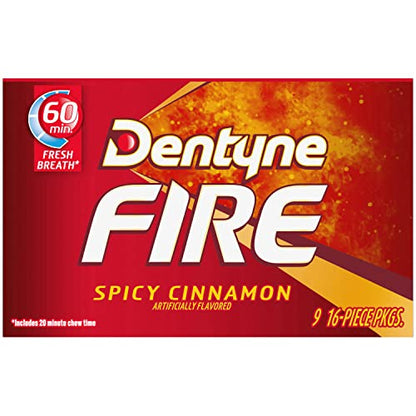 Dentyne Ice, Fire Cinnamon, 16-Piece Packet - Pack of 9 - Cinnamon fire!