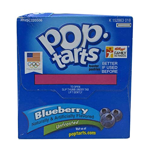 Pop Tarts Unfrosted Blueberry Pack of 2, x 416 g - "Double blueberry delight!"